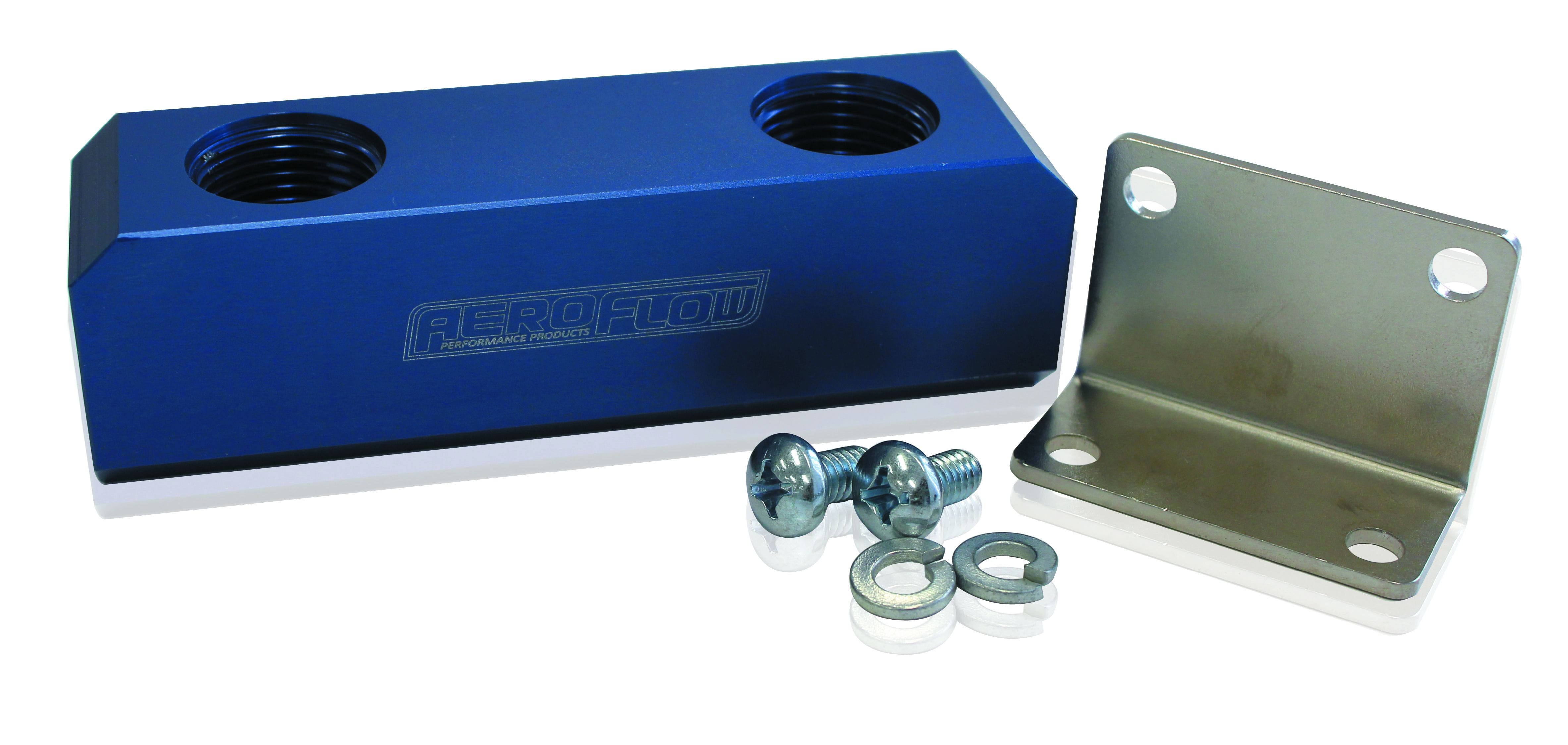 Aeroflow Performance Blue Finish Aeroflow Billet Log Type Fuel Block -8ORB AF452-08 SR