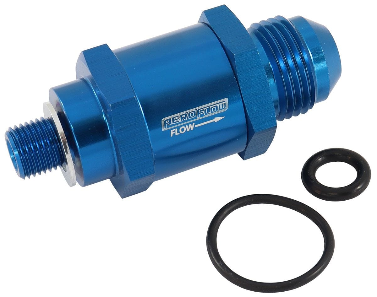 Aeroflow Performance Blue Finish Aeroflow EFI Fuel Pump Check Valve -6AN (M10 x 1.00mm) AF616-06 SR