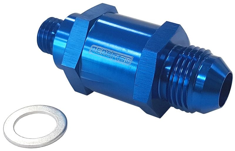 Aeroflow Performance Blue Finish Aeroflow EFI Fuel Pump Check Valve -8AN (M12 x 1.5mm) AF615-08 SR