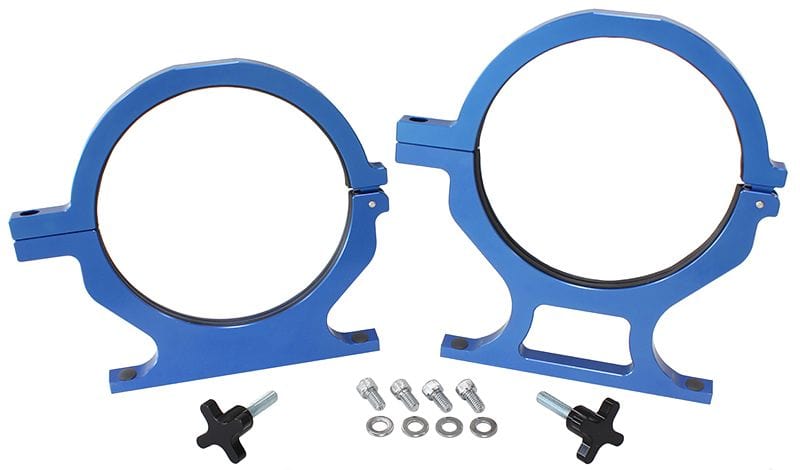 Aeroflow Performance Blue Finish. Suits 10lb. & 15lb. Bottles Aeroflow Billet Nitrous Bottle Brackets - Blue AF64-5000 SR