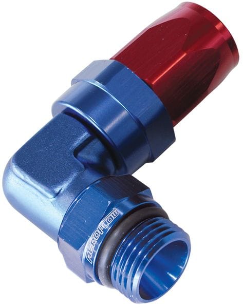 Aeroflow Performance Blue/Red Finish. Suit 100 & 450 Series Hose Aeroflow ORB Taper Swivel 90° Hose End -6AN to -6AN AF849-06-06 SR