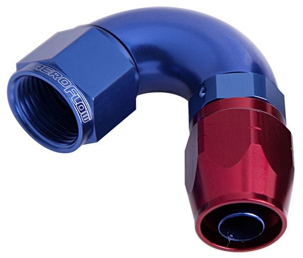 Aeroflow Performance Blue/Red Finish. Suits 100 & 450 Series Hose Aeroflow 550 Series Cutter One-Piece Full Flow Swivel 120° Hose End -10AN AF554-10 SR