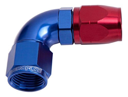 Aeroflow Performance Blue/Red Finish. Suits 100 & 450 Series Hose Aeroflow 550 Series Cutter One-Piece Full Flow Swivel 90° Hose End -12AN AF553-12 SR