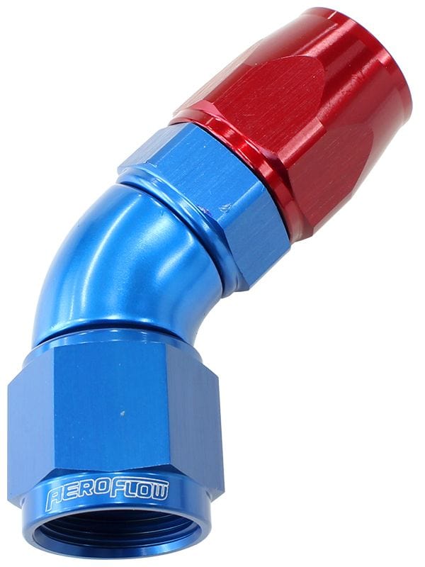 Aeroflow Performance Blue/Red Finish. Suits 200 & 250 Series Hose Aeroflow 570 Series PTFE 45° Hose End -4AN AF572-04D SR