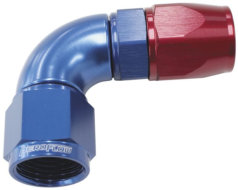 Aeroflow Performance Blue/Red Finish. Suits 200 & 250 Series Hose Aeroflow 570 Series PTFE 90° Hose End -3AN AF573-03D SR