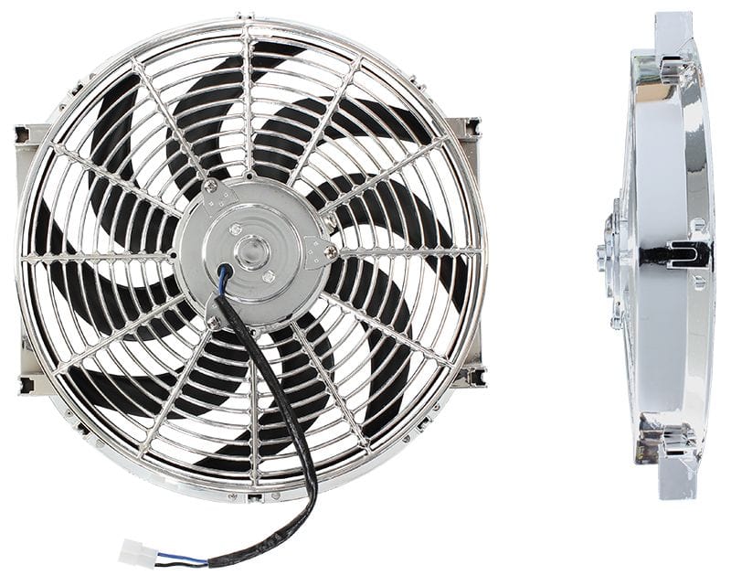 Aeroflow Performance Curved Blades Aeroflow 14" Chrome Electric Thermo Fan AF49-1027 SR