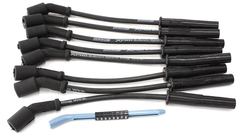 Aeroflow Performance Fits GM LS2/LS3 engines, 12" length Aeroflow Xpro Black 8.5mm Spark Plug Wire Sets AF4030-32823 SR