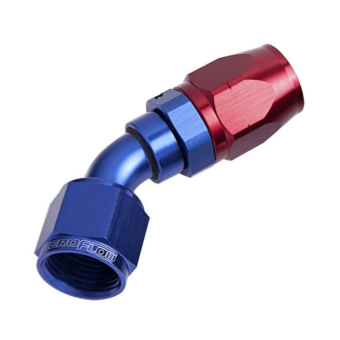 Aeroflow Performance Fittings 500 Series Cutter Swivel 45° Hose End. Suits 100 & 450 Series Hose SR