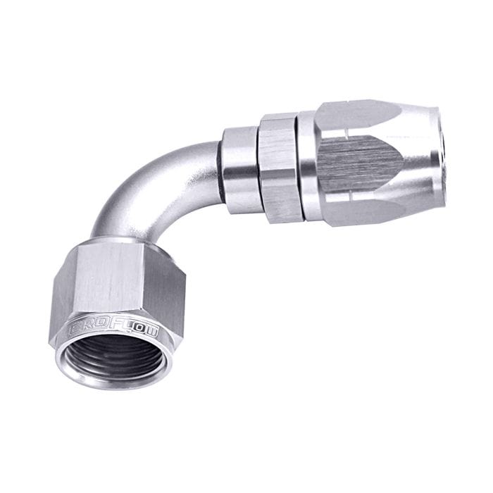 Aeroflow Performance Fittings 500 Series Cutter Swivel 90° Hose End. Suits 100 & 450 Series Hose SR
