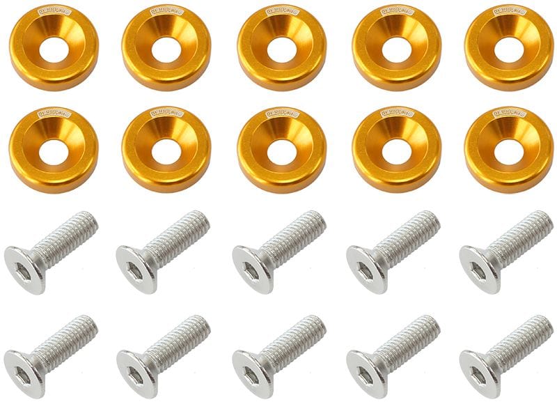 Aeroflow Performance Gold Finish Aeroflow Billet Dress-Up/Fender Bolt Kit M6 x 1.00mm (20mm UHL) AF64-4365G SR
