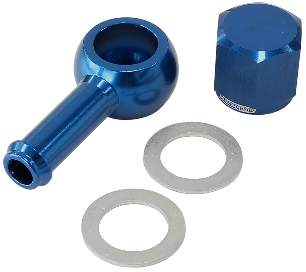 Aeroflow Performance Includes Banjo Fitting & Cap Aeroflow 90° Fuel Pump Banjo Kit - Blue AF49-1020 SR