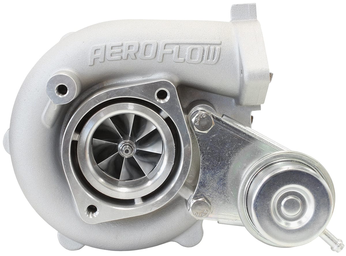 Aeroflow Performance Internal Wastegate, T25 / T28 Inlet Flange, 5-Bolt Exhaust Flange Aeroflow BOOSTED 4647 NISSAN .64 Turbocharger 440HP, Natural Cast Finish AF8005-2002 SR