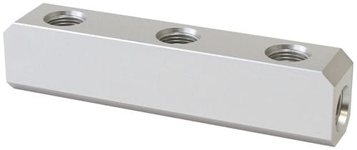 Aeroflow Performance Log has 3 x ORB ports on top and 2 x ORB ports either end. Silver Fin Aeroflow Billet 5 Port Fuel Log -8AN AF457-08S SR