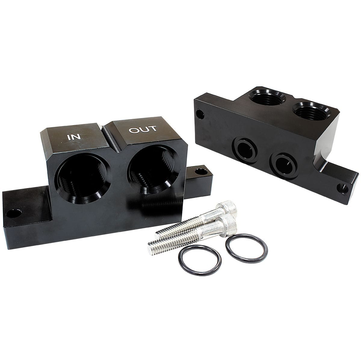 Aeroflow Performance LS Engine Parts AF82-2009 90° Oil Block Adapter GM LS Series with Front or Rear Sump AF82-2009 SR