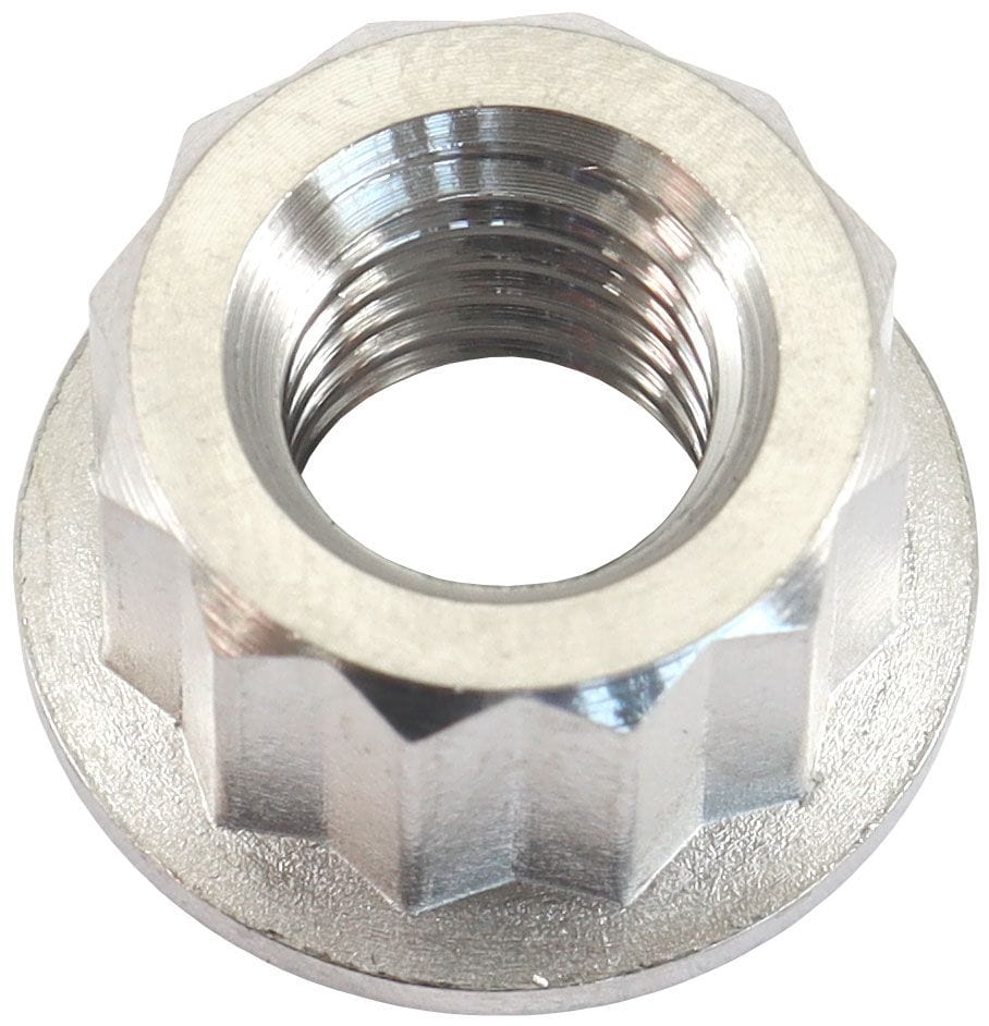 Aeroflow Performance Natural Finish, Sold Single. Aeroflow M8 x 1.25mm Titanium 12 Point Nut AF3502-0010 SR