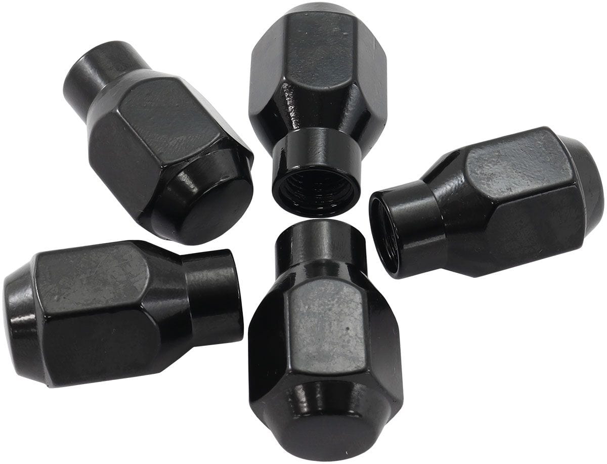 Aeroflow Performance Pack of 5, 60 Degree Taper with 0.300" Shank Aeroflow Conical ET Style Closed Black Wheel Nuts - M12 x 1.50mm AF3026-4000 SR