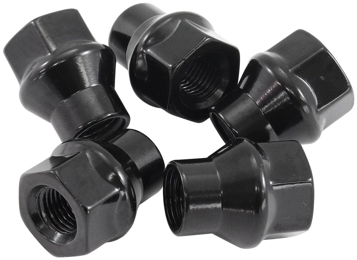 Aeroflow Performance Pack of 5, 60 Degree Taper with 0.300" Shank Aeroflow Conical ET Style Open Black Wheel Nuts - 7/16-20" AF3011-4000 SR