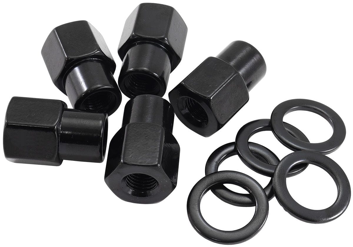 Aeroflow Performance Pack of 5, Washer Seat with Shank Aeroflow 0.550" Shank Open Black Wheel Nuts - M14 x 1.50mm AF3018-6000 SR