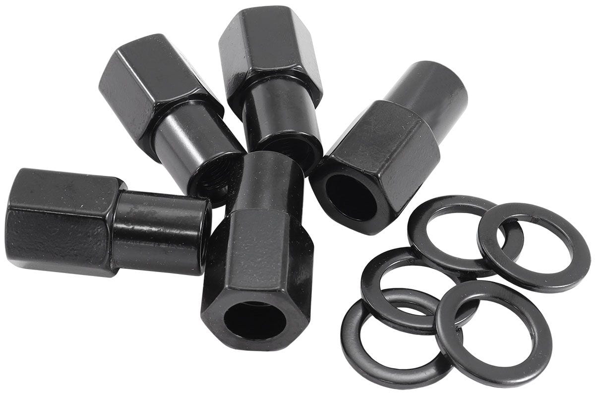 Aeroflow Performance Pack of 5, Washer Seat with Shank Aeroflow 0.750" Shank Open Black Wheel Nuts - M12 x 1.25mm AF3015-7000 SR