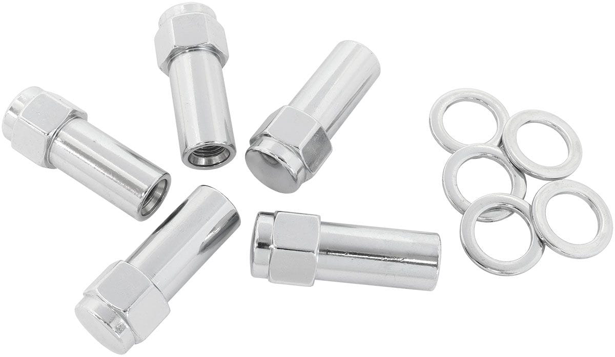 Aeroflow Performance Pack of 5, Washer Seat with Shank Aeroflow 1.380" Shank Closed Chrome Wheel Nuts - M14 x 1.50mm AF3048-9000 SR