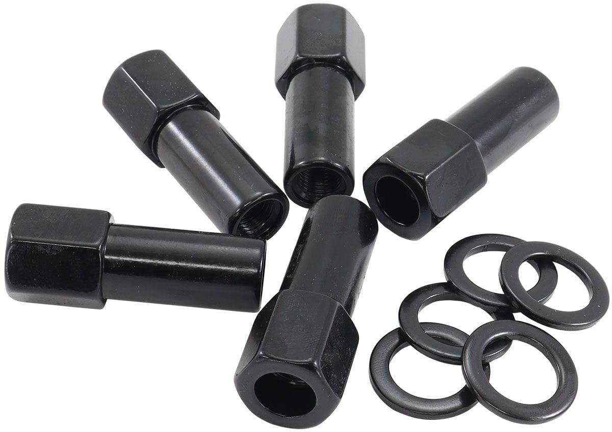 Aeroflow Performance Pack of 5, Washer Seat with Shank Aeroflow 1.380" Shank Open Black Wheel Nuts - 1/2-20" AF3012-9000 SR