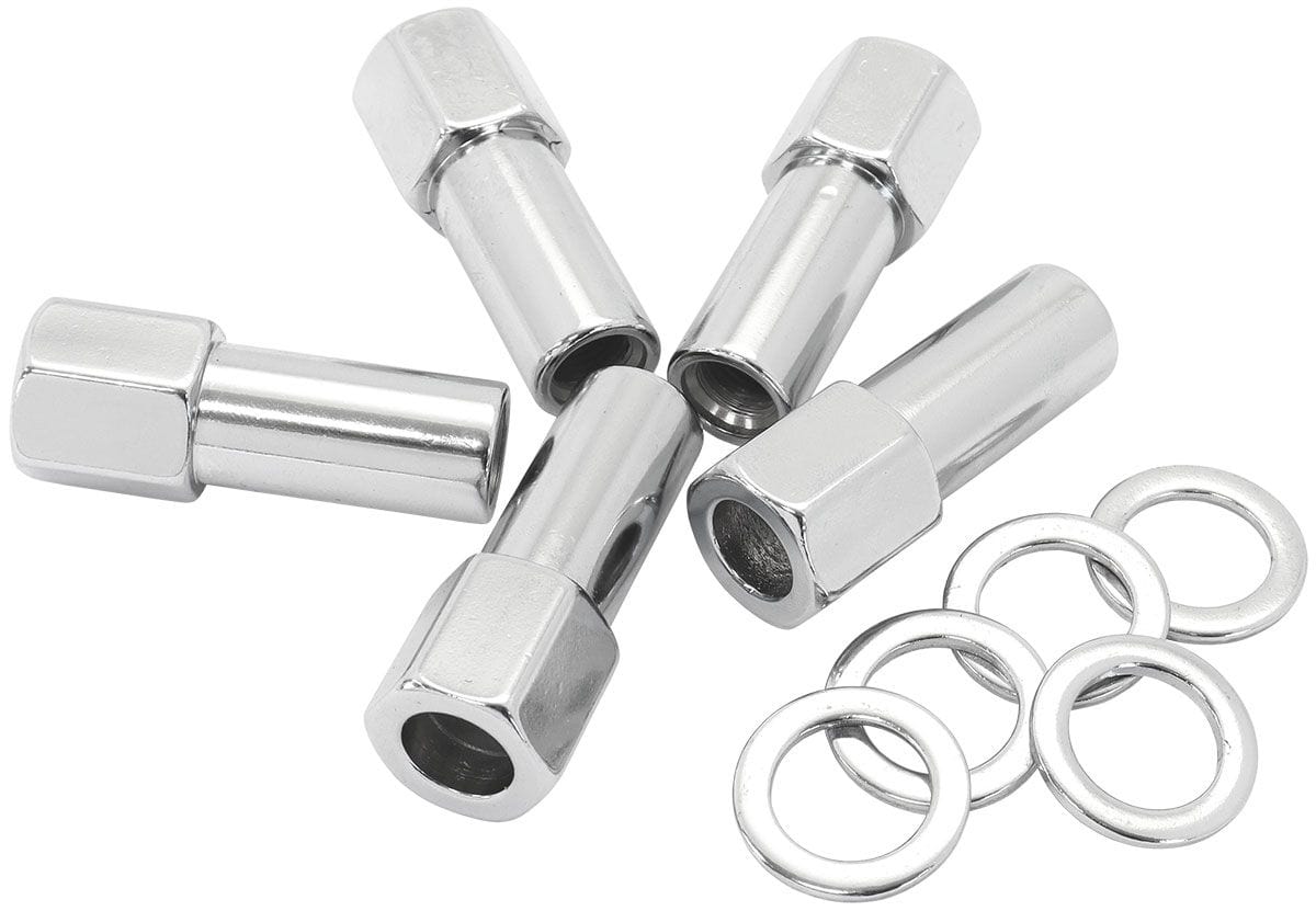 Aeroflow Performance Pack of 5, Washer Seat with Shank Aeroflow 1.380" Shank Open Chrome Wheel Nuts - M14 x 1.50mm AF3038-9000 SR