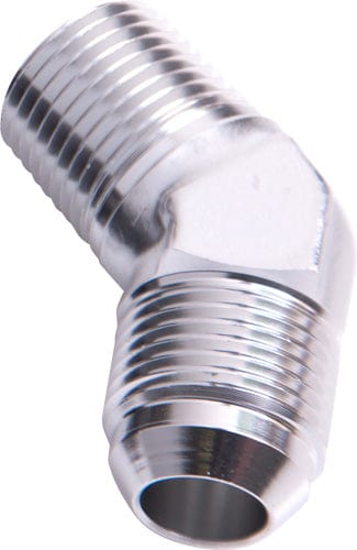 Aeroflow Performance Silver Finish Aeroflow 45° NPT to Male Flare Adapter 1/8" to -4AN AF823-04S SR