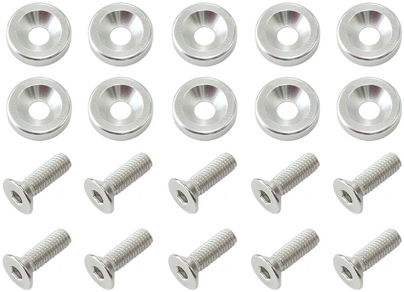 Aeroflow Performance Silver Finish Aeroflow Billet Dress-Up/Fender Bolt Kit M6 x 1.00mm (20mm UHL) AF64-4365S SR