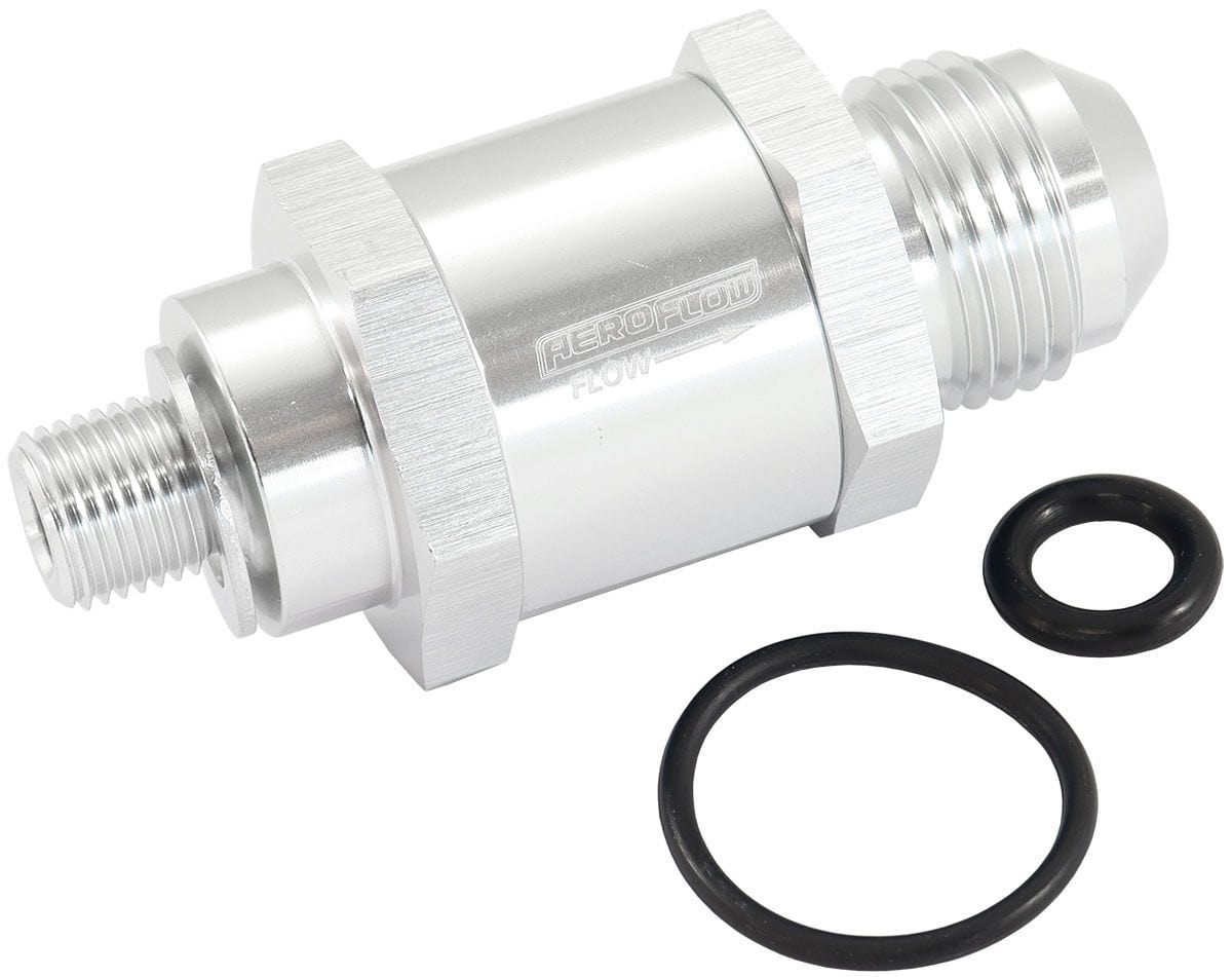 Aeroflow Performance Silver Finish Aeroflow EFI Fuel Pump Check Valve -8AN (M10 x 1.00mm) AF616-08S SR