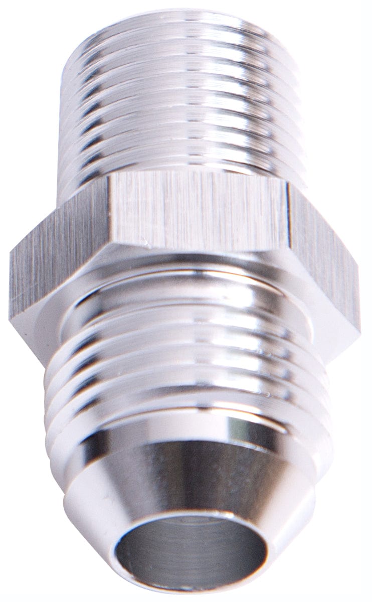 Aeroflow Performance Silver Finish Aeroflow NPT to Straight Male Flare Adapter 1/4" to -10AN AF816-10-04S SR