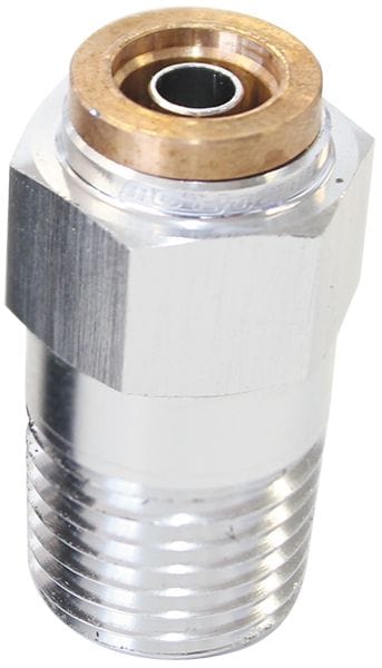 Aeroflow Performance Silver Finish. Suits 120 Series Nylon Hose Aeroflow 120 Series Straight 1/8" NPT to 1/4" Push to Connect Fitting AF121-04-02S SR