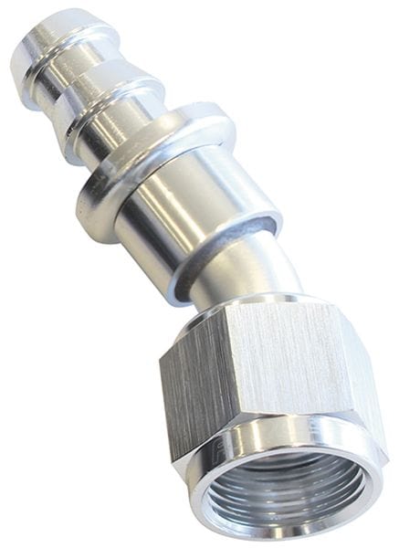 Aeroflow Performance Silver Finish. Suits 400 & 500 Series Hose Aeroflow 400 Series Push Lock 30° Hose End -8AN AF417-08S SR