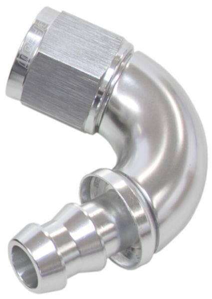 Aeroflow Performance Silver Finish. Suits 400 & 500 Series Hose Aeroflow 510 Series Full Flow Tight Radius Push Lock 120° Hose End -12AN AF514-12S SR