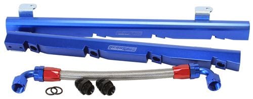 Aeroflow Performance Suit 14mm Full Length Fuel Injectors, -8ORB Ports Aeroflow Holden 304-355 V8 Billet EFI Fuel Rails - Blue AF64-2008 SR