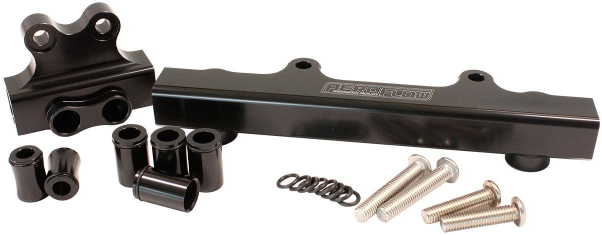 Aeroflow Performance Suit 14mm Full Length Fuel Injectors, -8ORB Ports Aeroflow Mazda Series 4,5 13B Billet EFI Fuel Rails - Black AF64-2213BLK SR