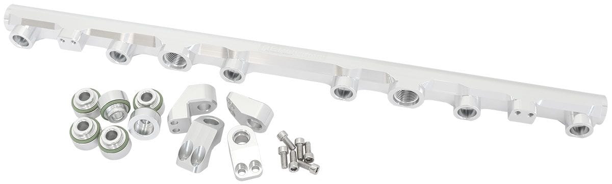 Aeroflow Performance Suit 14mm Full Length Fuel Injectors, -8ORB Ports Aeroflow Toyota 2JZ-GTE Billet EFI Fuel Rail - Silver AF64-2259S SR