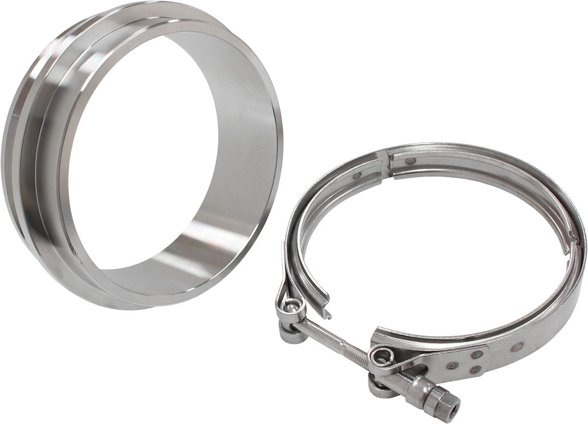 Aeroflow Performance Suit Aeroflow Turbo's with 4.08" I.D Flange Aeroflow Boosted Turbine Outlet 4.75" O.D Stainless Steel V-Band Kit AF8080-1029 SR