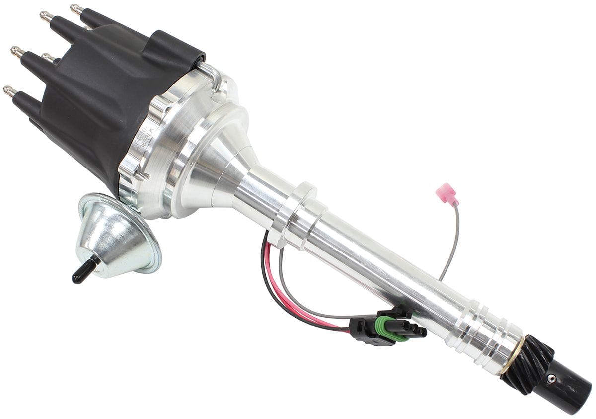 Aeroflow Performance Suit Chev Small Block and Big Block V8 Aeroflow XPRO Chevrolet Ready to Run Distributor, Machined Aluminium Body with Black Cap SR