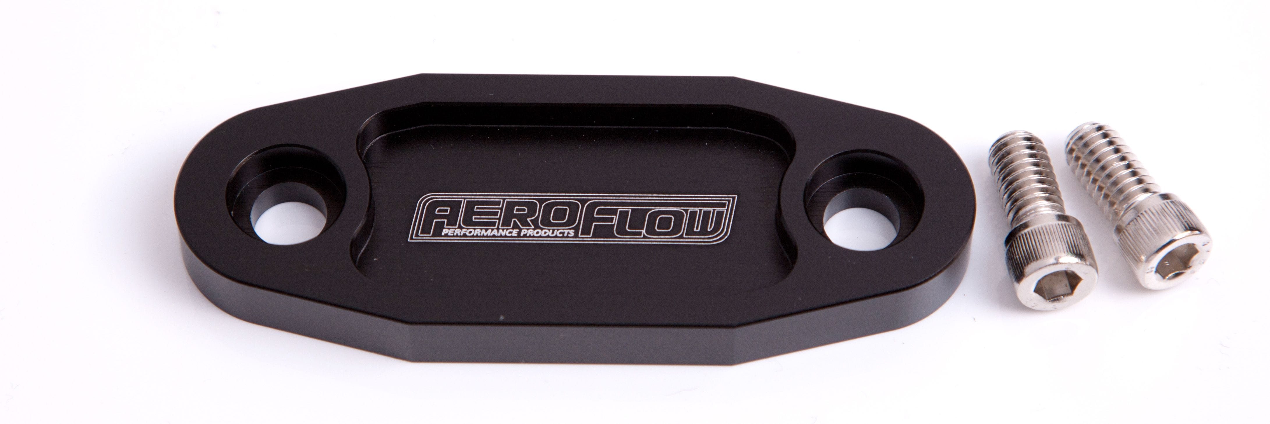 Aeroflow Performance Suit Ford 302-351C Aeroflow Billet Fuel Pump Block-Off Plate - Black AF64-2020BLK SR