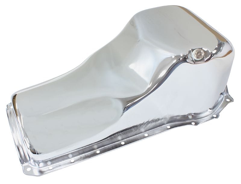 Aeroflow Performance Suit Ford 302 and 351 Cleveland, 5.0L Capacity Aeroflow Ford Cleveland Standard Replacement Oil Pan, Chrome Finish AF82-9310C SR