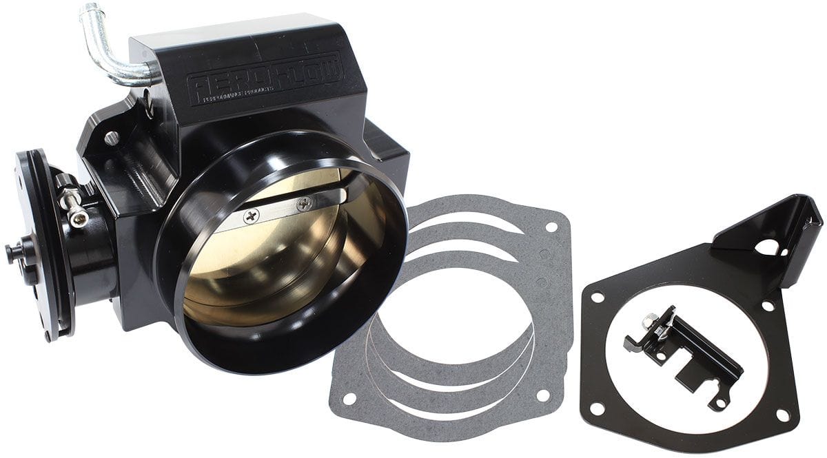 Aeroflow Performance Suit GM LS Series. Uses Standard Idle & TPS Aeroflow Billet 95mm Throttle Body - Black Finish AF64-2072BLK SR