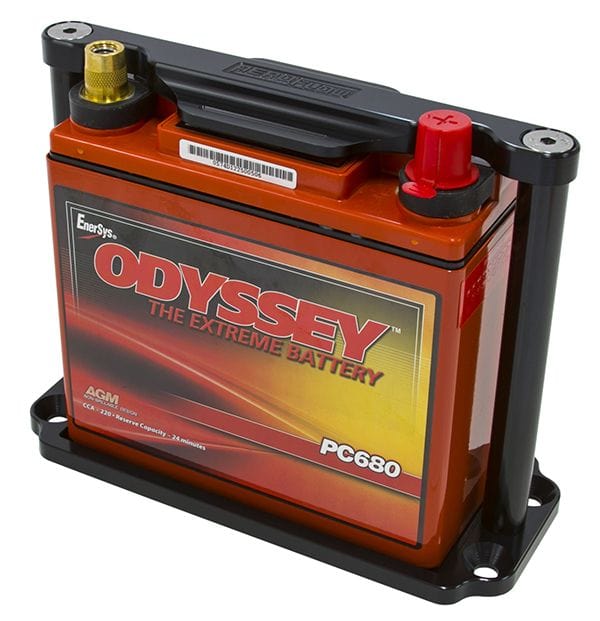 Aeroflow Performance Suit Odyssey ODPC680 battery, Black finish Aeroflow Billet Aluminium Battery Trays AF64-2100BLK SR