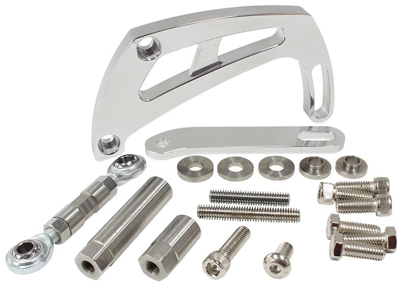 Aeroflow Performance Suit Small Block Chevy, High mount passenger side with long water pum Aeroflow Billet Aluminium Power Steering Bracket AF64-4011 SR