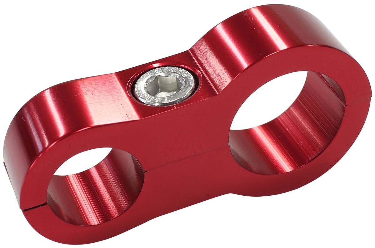 Aeroflow Performance Suits -6 and -10 Braid Hose or -8 and -12 Teflon Hose Aeroflow Stepped Billet Dual Hose Separator - Red Finish AF156-09-12R SR