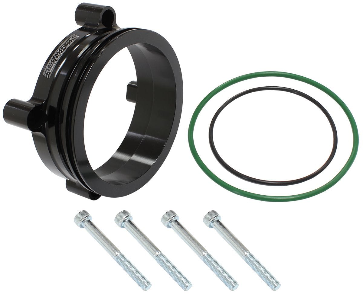 Aeroflow Performance suits 74mm Bosch DBW and 3" Intercooler Clamp Aeroflow Bosch DBW Adapter, Black Finish AF64-2138BLK SR