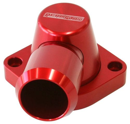 Aeroflow Performance Suits GM LS3. Housing is designed to suit LS2 thermostat. Aeroflow Billet Swivel Thermostat Housing - Red Finish AF64-2115R SR