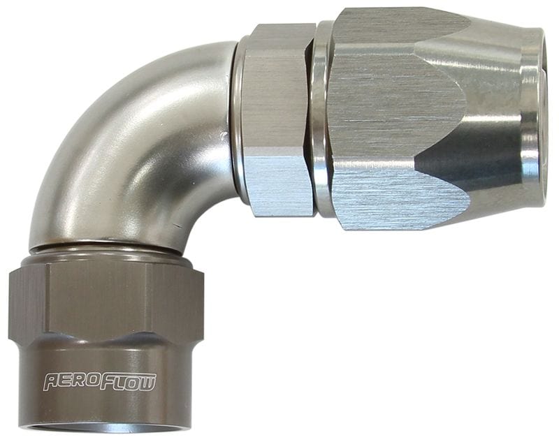 Aeroflow Performance Titanium Finish. Suits Kryptalon® Series Hose Aeroflow Kryptalon® Series Heavy Duty One Piece Swivel 90° Hose End -8AN AF7853-08 SR