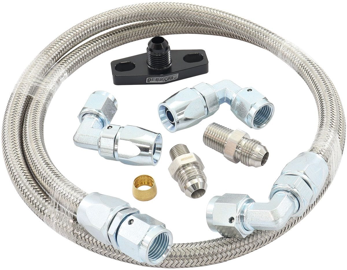 Aeroflow Performance Universal Fitment with NPT/BSP Fittings, 1m Length Aeroflow Universal -6AN Turbo Oil Line Kit AF30-1012 SR