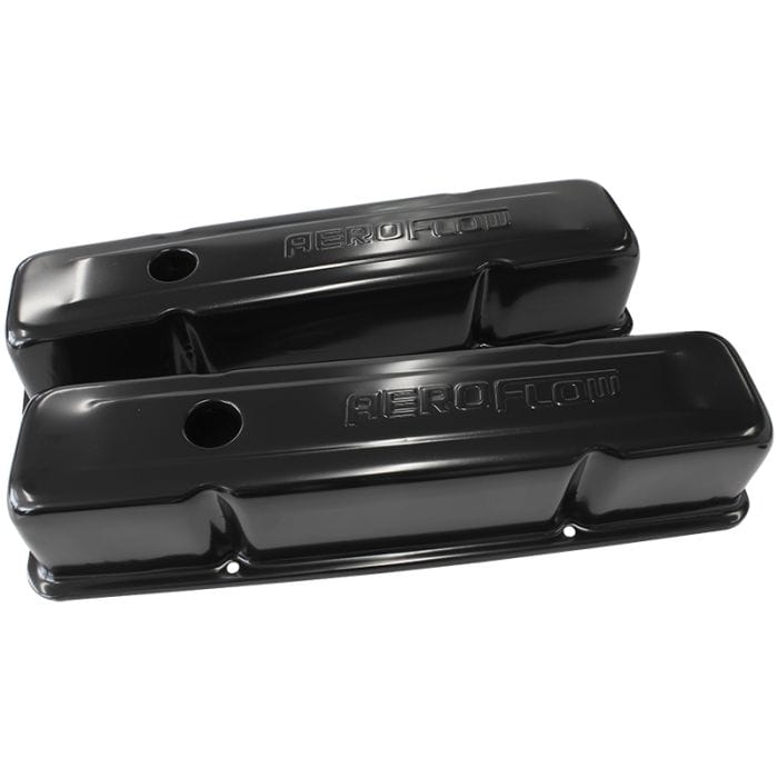 Aeroflow Performance Valve Covers AF1822-5000 Black Steel Valve Covers
Suit SB Chev With Aeroflow Logo, Tall SR