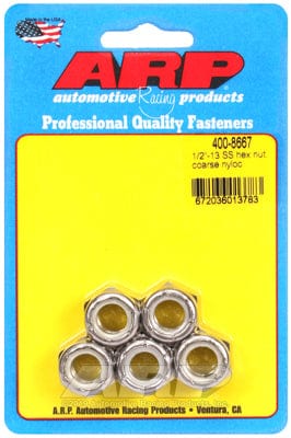 ARP 1/2" UNC Thread (5-Pack) ARP fasteners S/S Hex Nyloc Nuts AR400-8667 SR